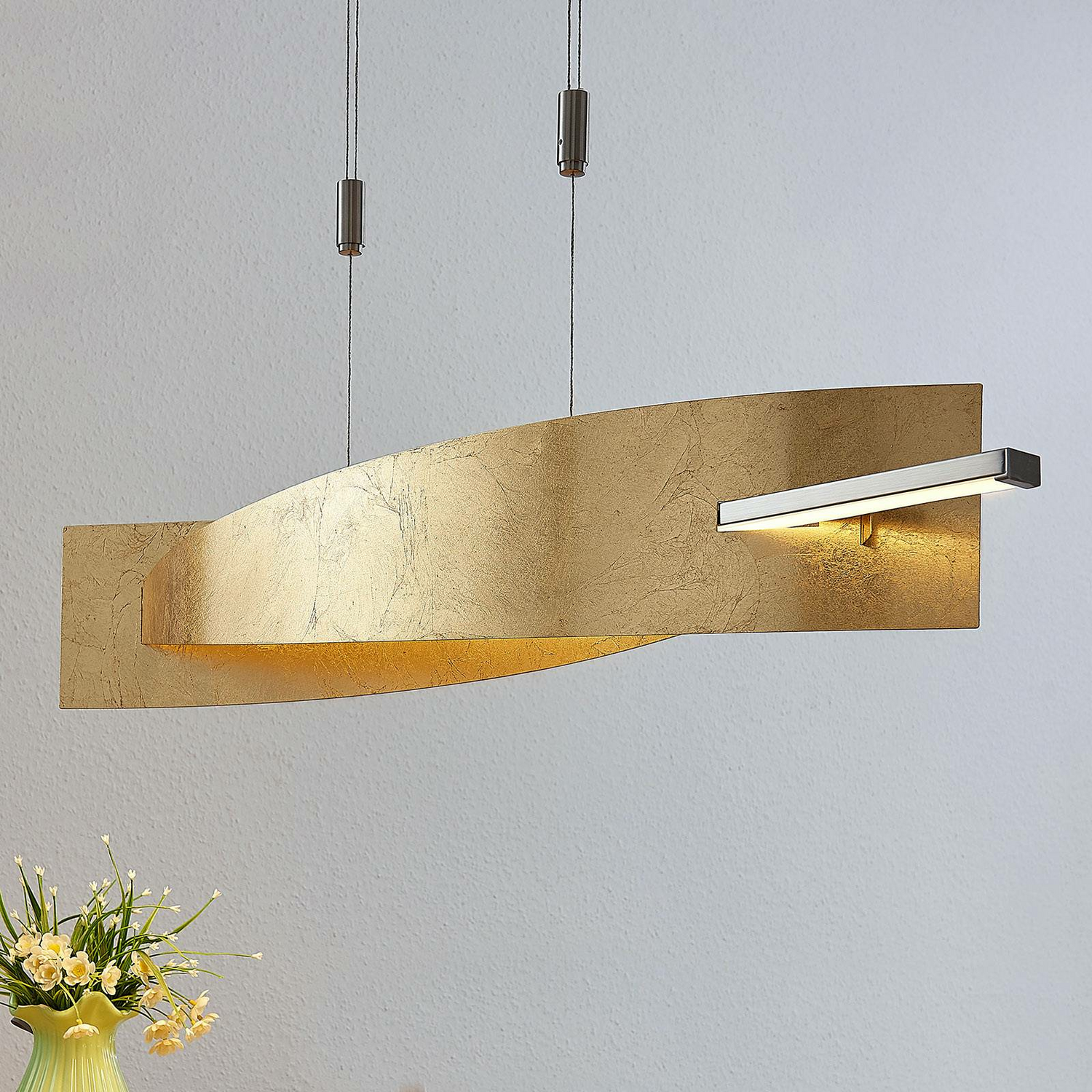 [gebraucht] B-ware Lucande Led Hängeleuchte Marija Pendelleuchte Deckenlampe Blende Senkrecht Gold