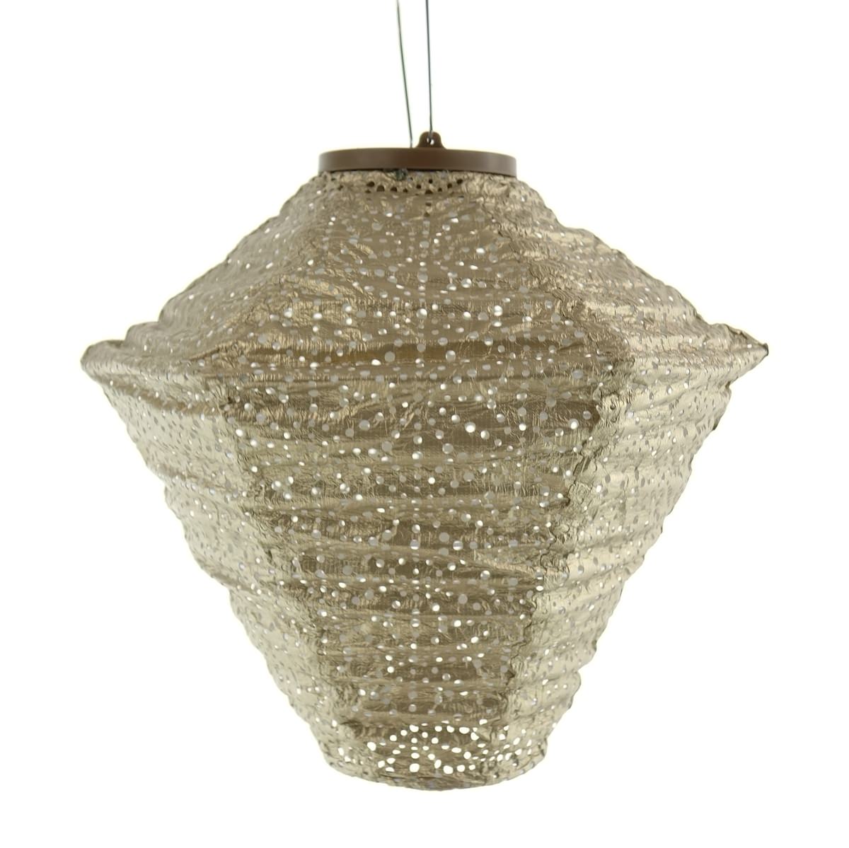 Lumiz Lampion Solarlampe Diament 28 Cm Sashiko Gold Goldfarben Ø 28 Cm - Tyvek®