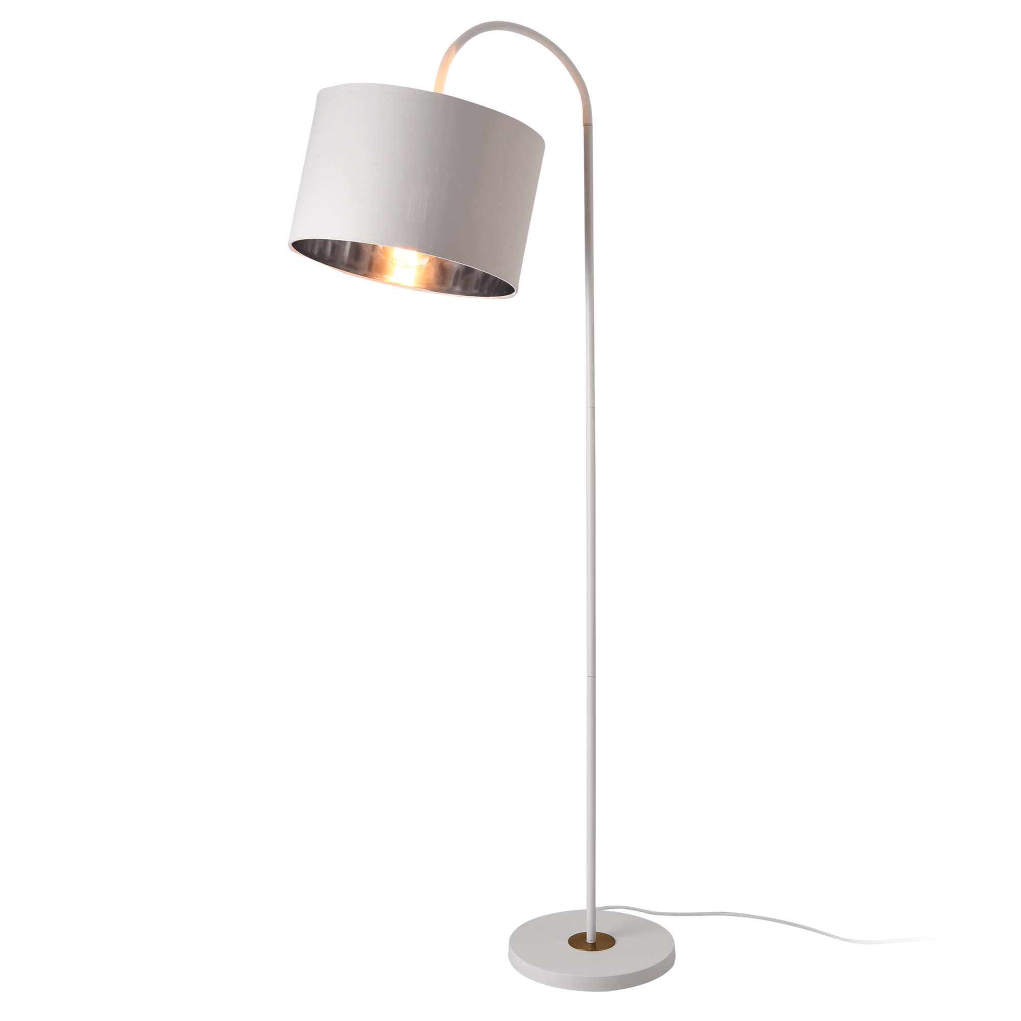 Stehleuchte Toledo 173 Cm E27 Metall Stoff Weiß Lux.pro