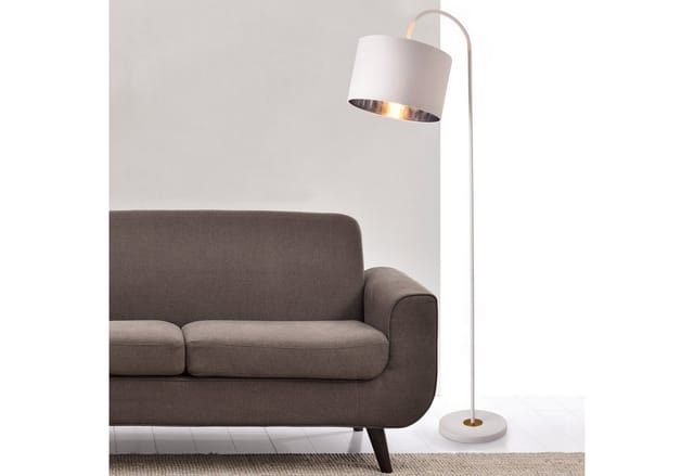 Stehleuchte Toledo 173 Cm E27 Metall Stoff Weiß Lux.pro
