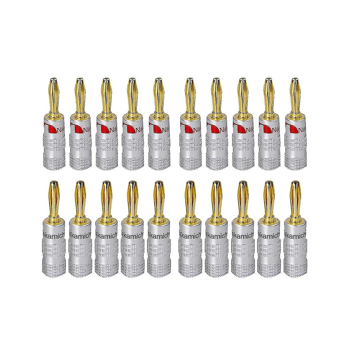 Nakamichi 20er-pack Bananenstecker, 24 Karat Vergoldet, 4 Mm, Hifi, Mit Schraubverschluss Für Audio-klinkenstecker