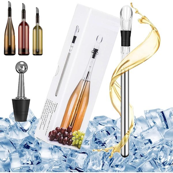 3-in-1-weinkühler Aus Edelstahl Zum Kühlen Und Belüften Von Wein Mit Korken
