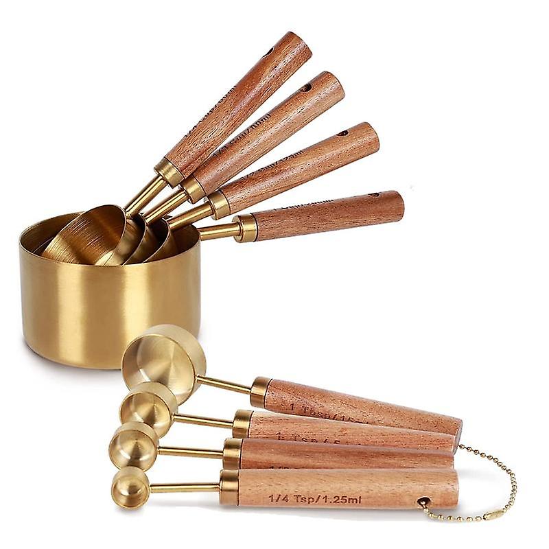 Set Aus 8 Messbechern Und -löffeln Mit Duftenden Holzgriffen – Komplettes Messset