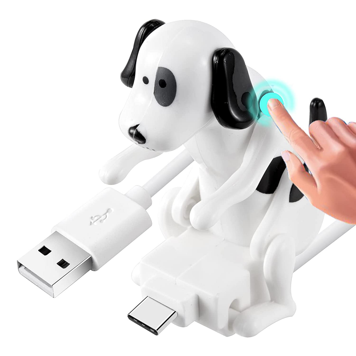 Lustiges, Bewegliches Usb-schnellladekabel Mit Touch-schalter Für Hunde-handys (1,2 M) – Weiß