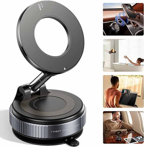 Verbesserte, Verstärkte 360°-magnet-vakuum-autohalterung Für Mobiltelefone, Extrem Stark Bis 43 Kg, Magsafe-kompatibel, Für Auto, Fitnessstudio Oder Rückspiegel, Für Iphone Und Android