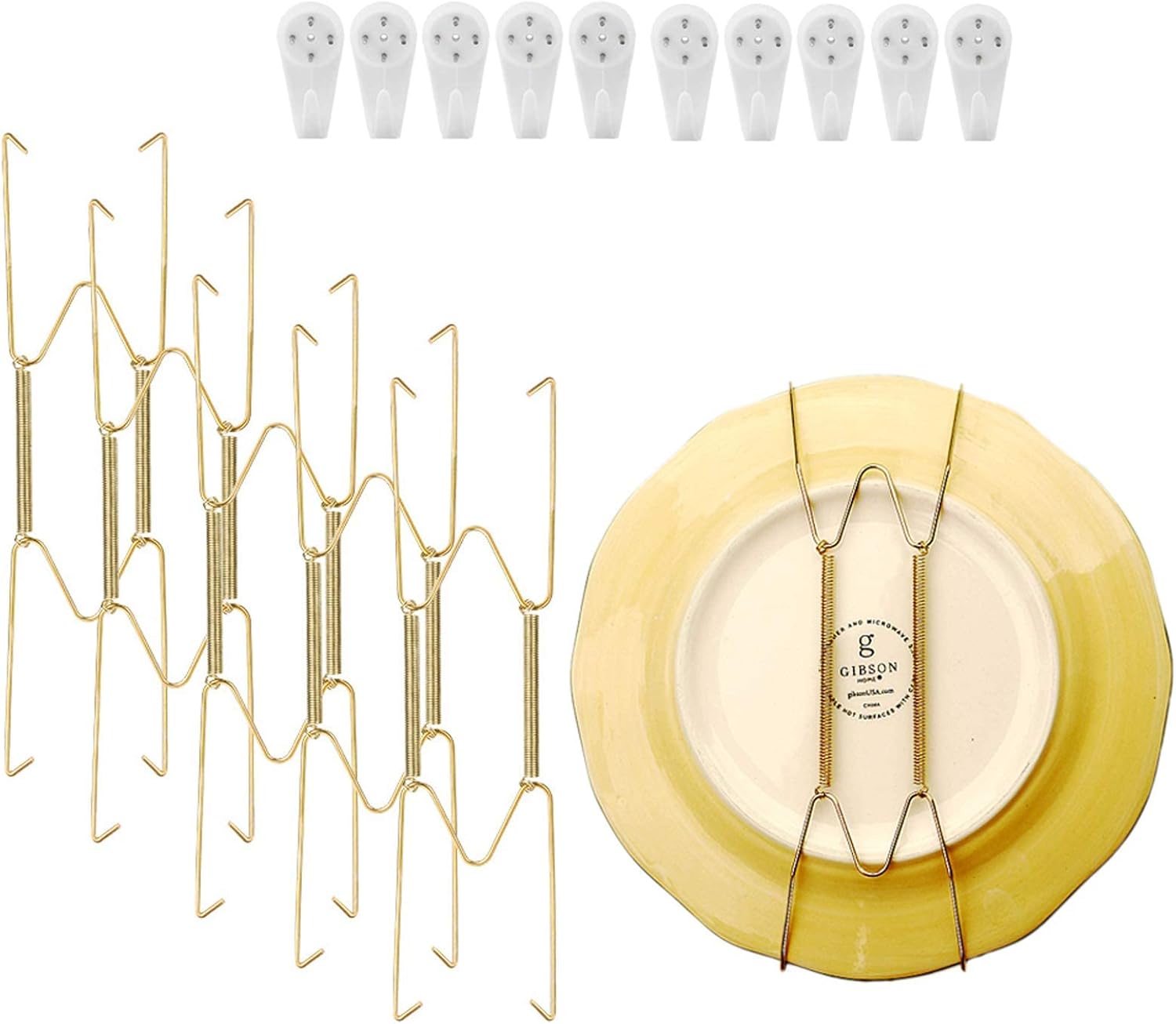 10 Stück Edelstahl-wandtelleraufhänger, Kompatibel Mit Ziertellern, Telleraufhängehaken, 8 Zoll (8 Zoll Gold)