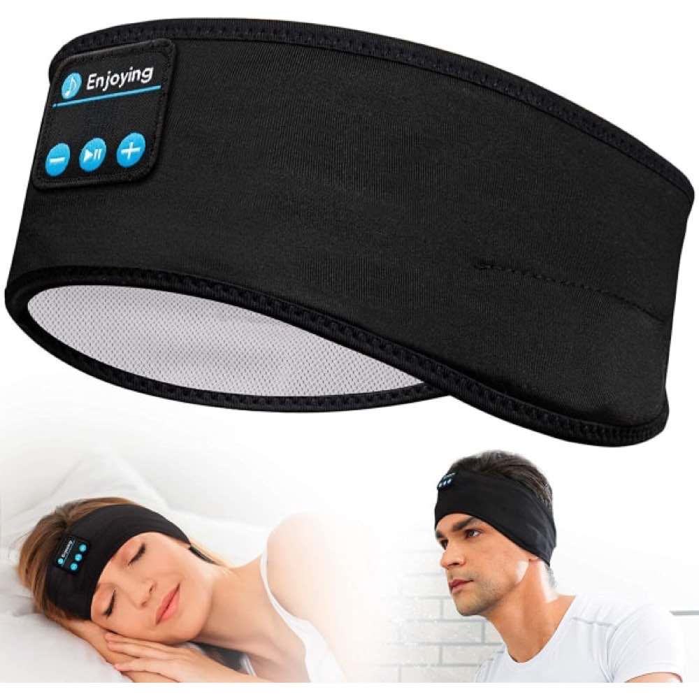 Schwarzes Bluetooth-schlaf-kopfhörer-stirnband