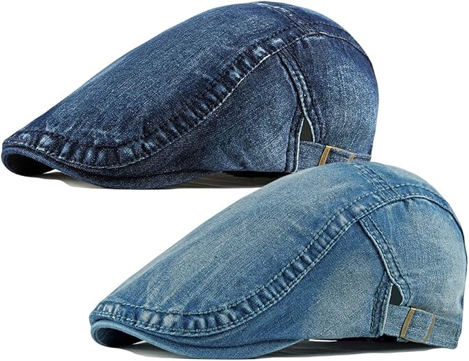 2er-pack Herren-schiebermützen Aus Denim Und Baumwolle Im Ivy-gatsby-stil, Inspiriert Von Fahrern, Jägern Und Taxifahrern