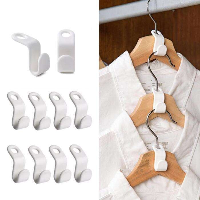 50er-pack Kleiderbügel – Befestigungshaken – Weißer Organizer