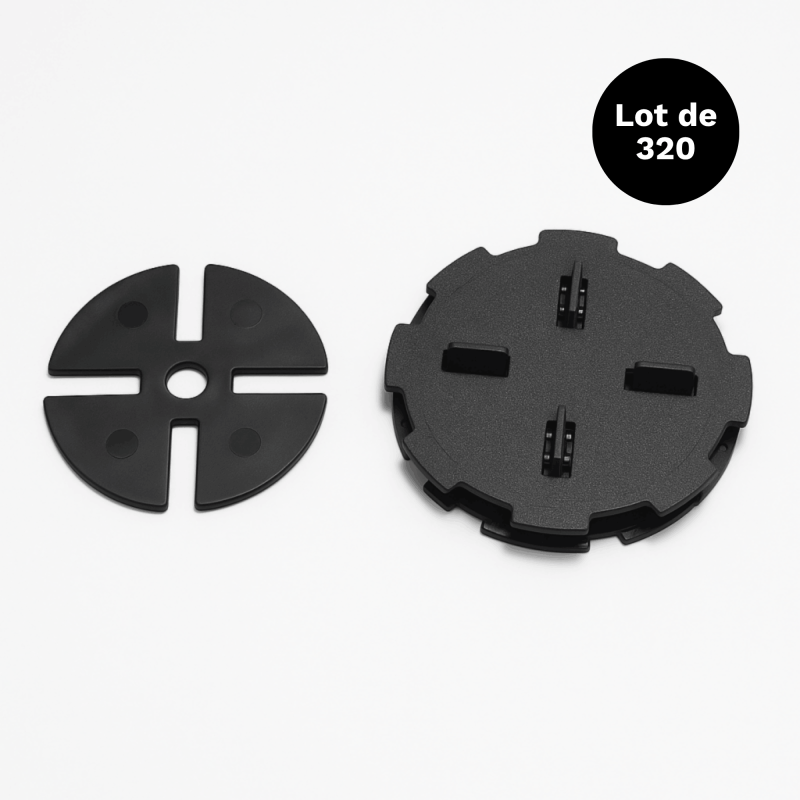 320er Set Verstellbare Stelzlager 10-15 Mm Für Terrassenplatten & Fliesen Inkl. 97 Mm Antirutschpads - Schwarz