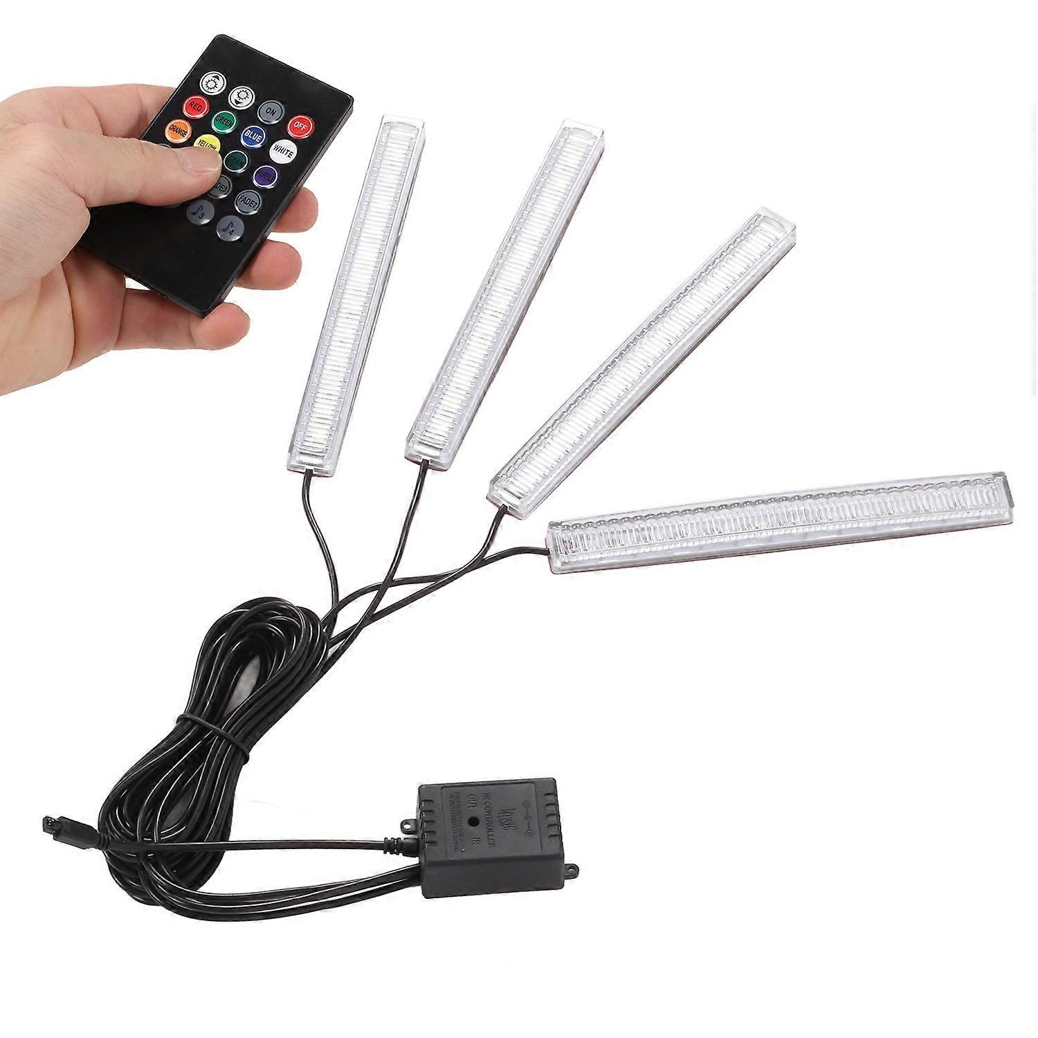 Ambientebeleuchtung Für Den Fahrzeuginnenraum, 4-adrig, Multifunktionsmikrofon, Universelle Farbige Led-sockellampe