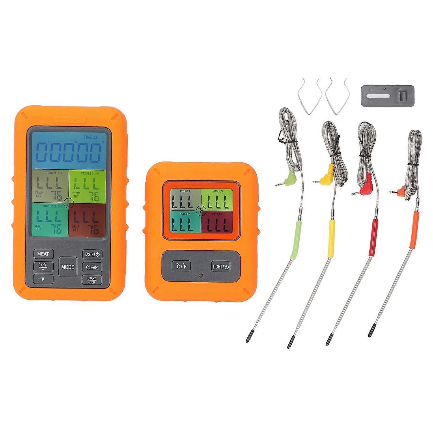 Fleischthermometer Mit Intelligenter, Kabelloser Technologie, Lcd-anzeige Und 4 Sonden Für Grill, Bbq Und Küche (ts-tp4)