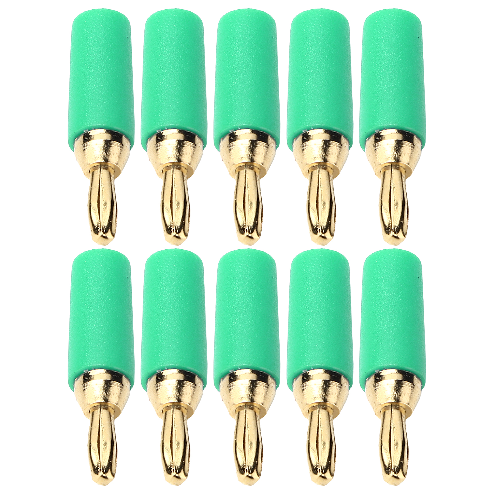 10-teiliges Bananenstecker-set (2,5 Mm), Vergoldetes Messing, Lötanschluss, Grün