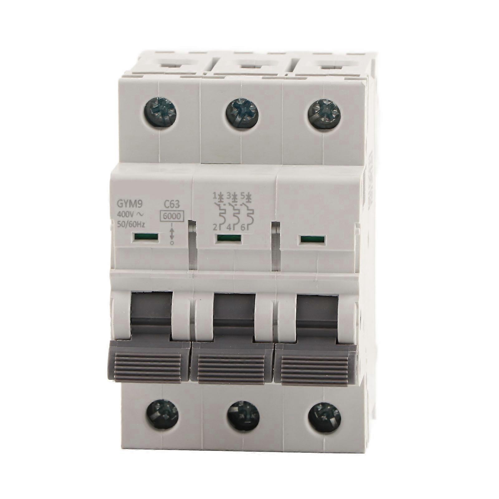 Gym9-c65 Leitungsschutzschalter 3-polig 230/400 V Ac 50/60 Hz Ip20 Fehlerstromschutzschalter