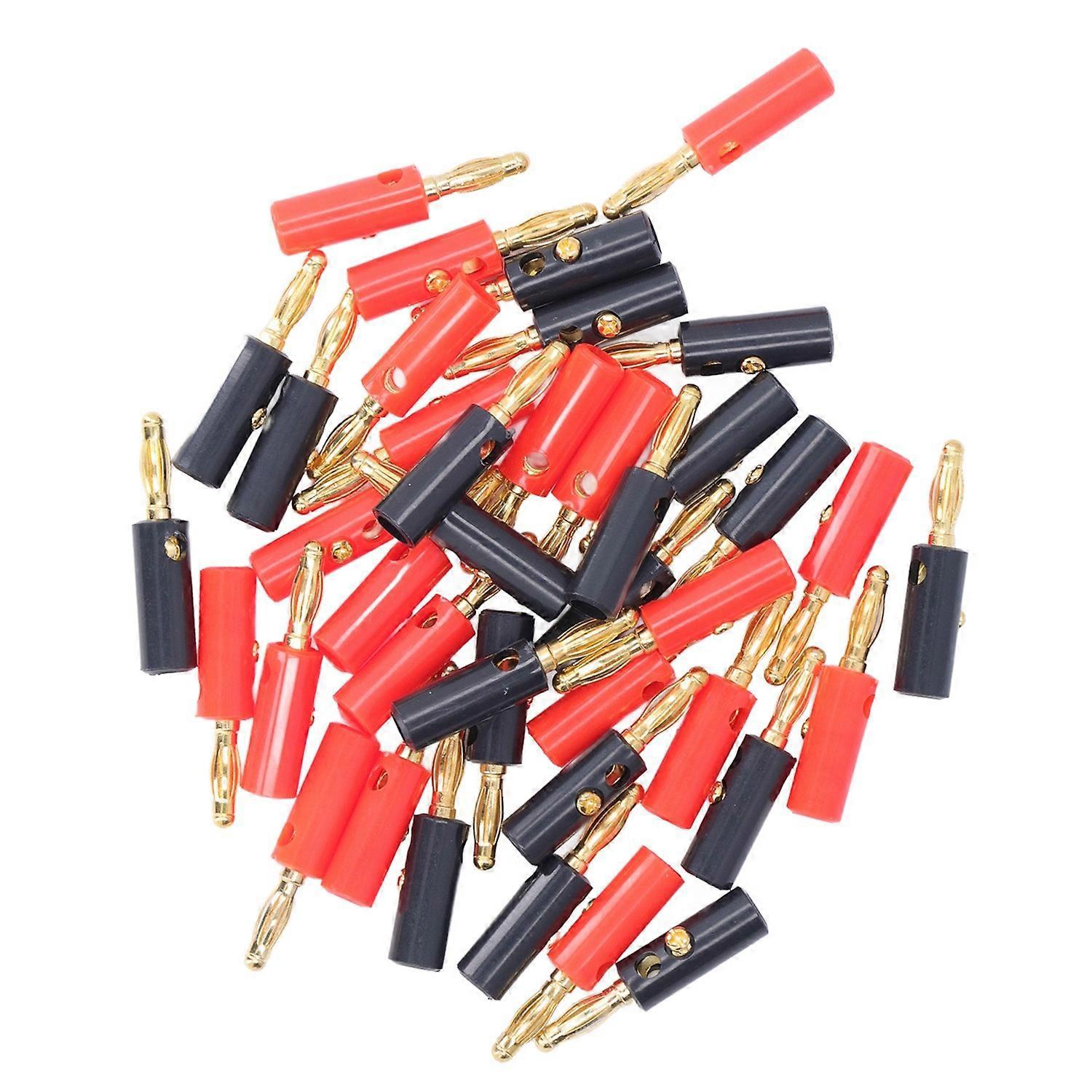 40 Stück Bananenstecker Für Lautsprecherkabel, 4 Mm Durchmesser, Vergoldetes Messing, Rot/schwarz, Universell