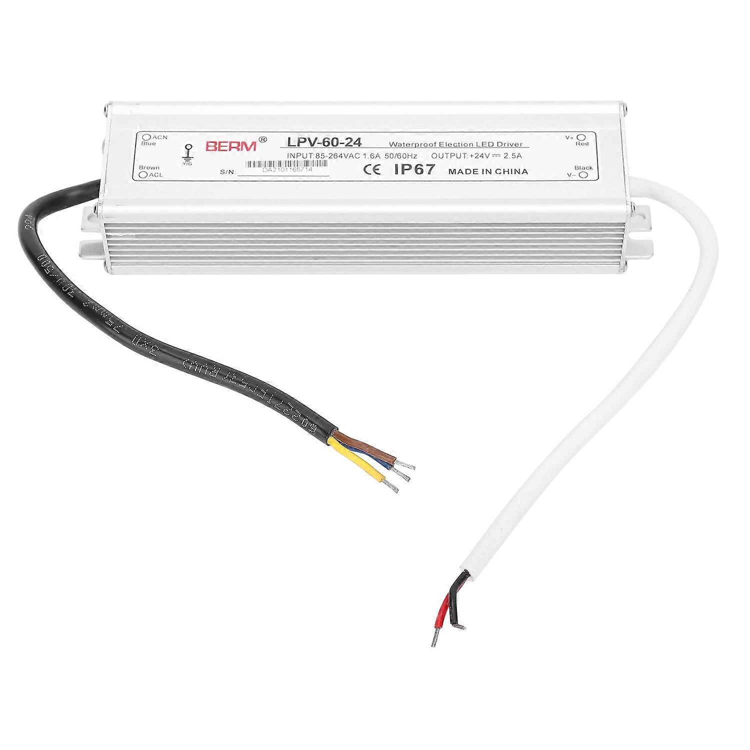 Berm Wasserdichtes Netzteil Aus Aluminiumlegierung Mit Schalter, Transformator Und Treiber, Dc24v 60w Lpv‑60‑24