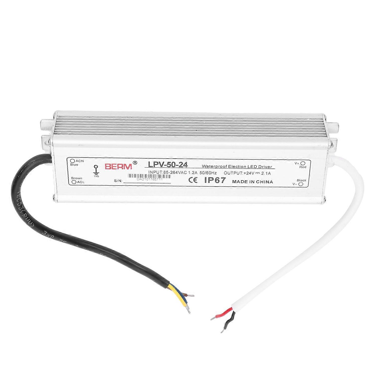 Berm Wasserdichtes Netzteil Aus Aluminiumlegierung Mit Schalter, Transformator Und Treiber, Dc24v 50w Lpv‑50‑24