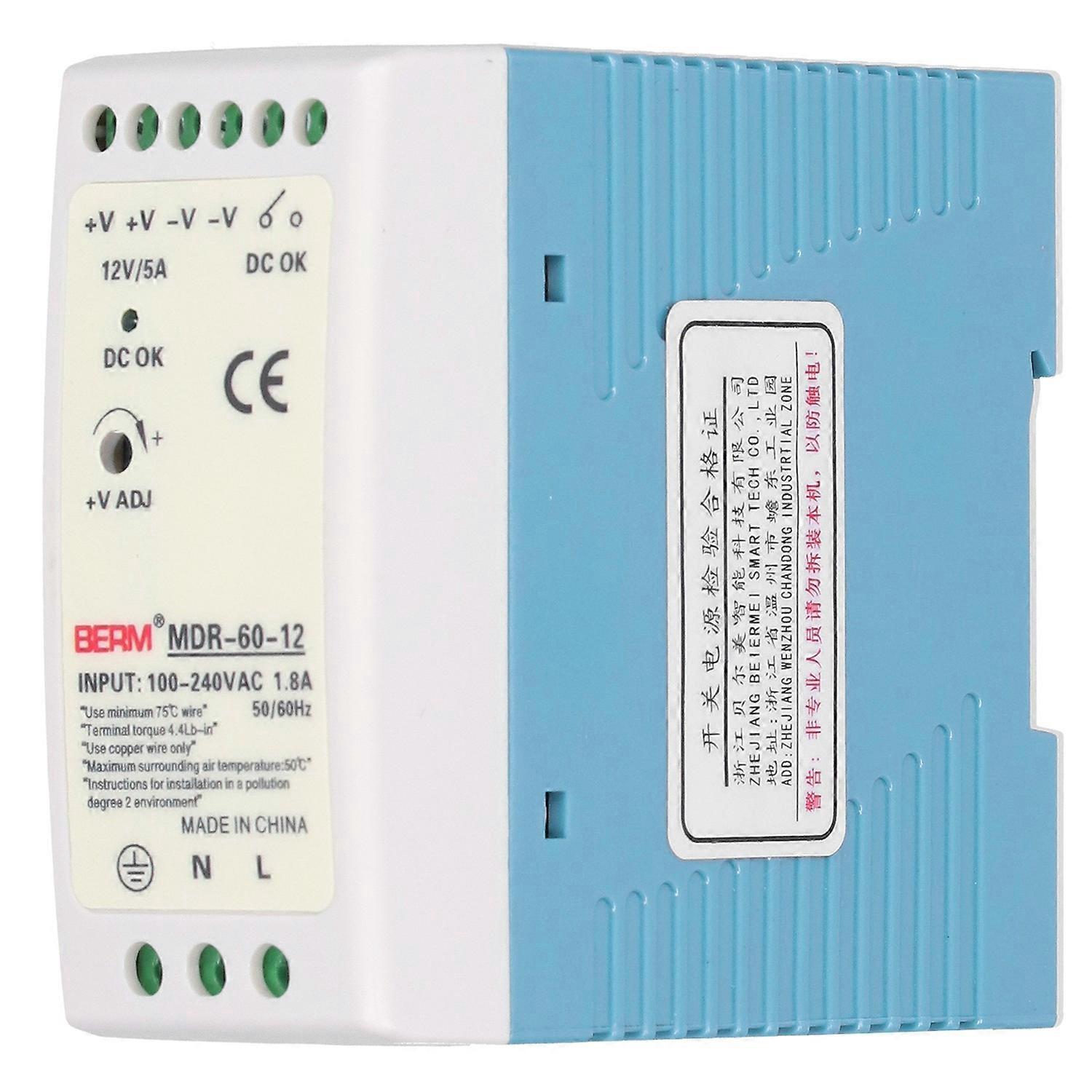 Berm Schaltnetzteil Mit Ultradünner Schiene Und Abs-gehäuse, Modell Mdr-60-12, 60 W/12 V/5 A