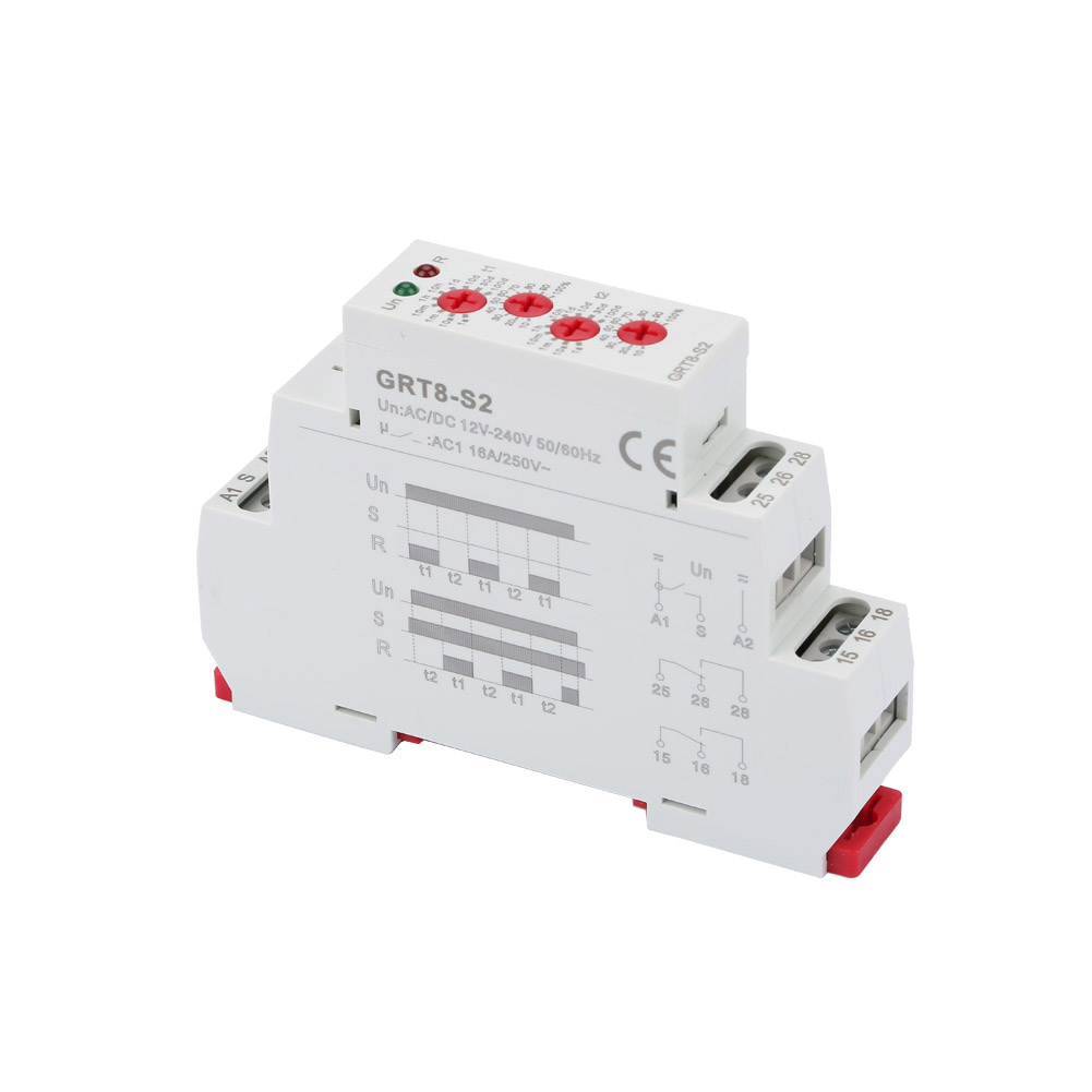 Grt8-s2 Mini-asymmetrischer Zyklustimer Ein/aus Wiederholungszykluszeitrelais Ac/dc 12-240v