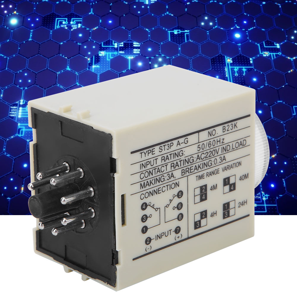 Verzögerungsrelais Mit Einstellbarem Drehknopf, Hochwertigem Legierungskontakt, St3pa G, Ac 220 V, 50/60 Hz