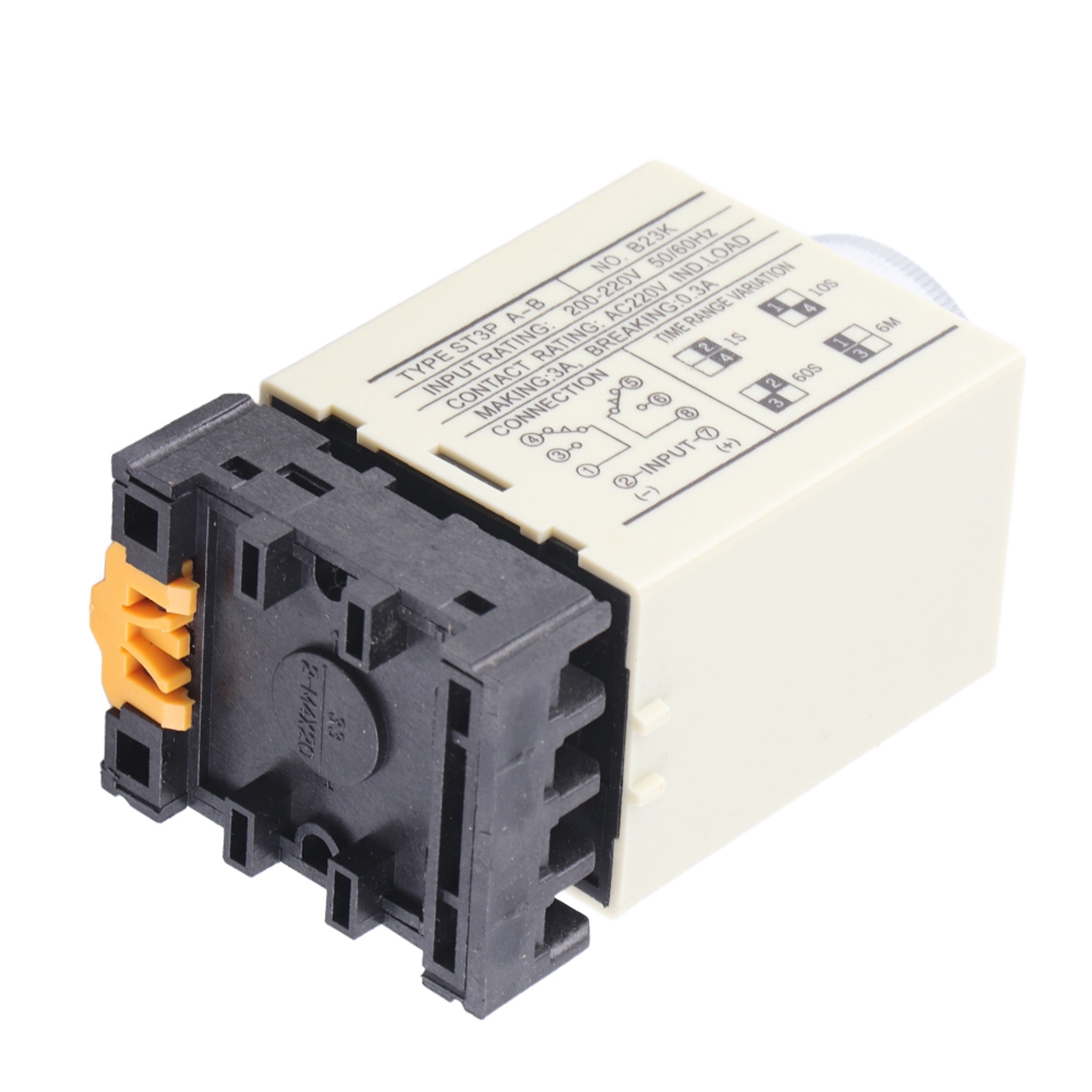 St3pa‐b 0‐10s Einschaltverzögerungs-timer-relais Mit Drehknopfsteuerung Und Sockel, 220 V Wechselstrom
