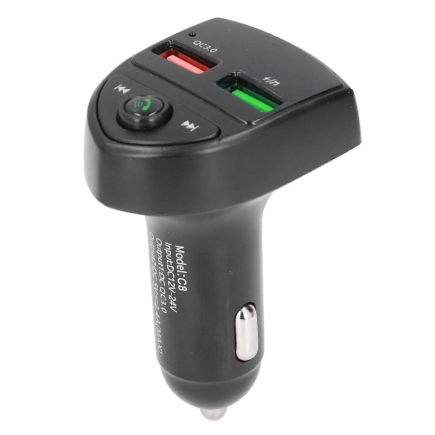 Bluetooth 5.0 Kfz-adapter Mit Zwei Usb-anschlüssen, Kabellosem Fm-transmitter, Schnellladefunktion Und Freisprechfunktion