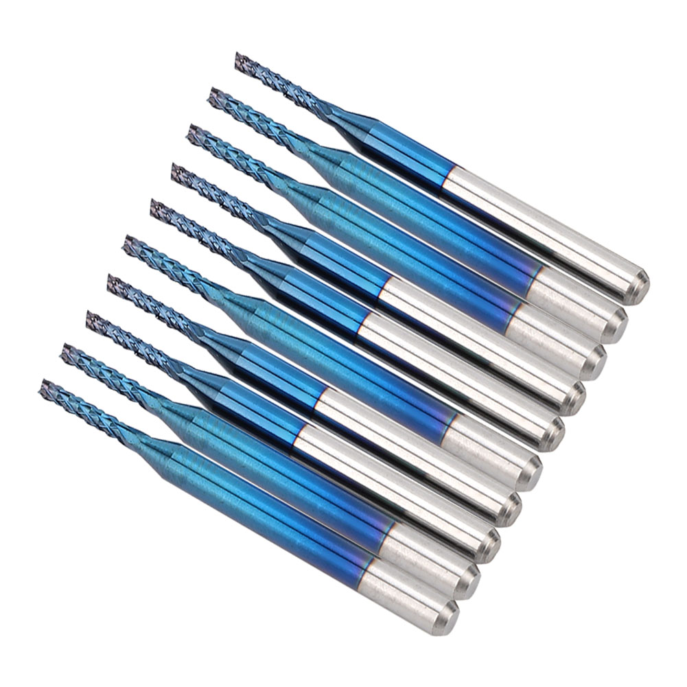 10 Stück Hartmetall-fräser, Blauer Schaftfräser, Gravierfräser Für Cnc-leiterplattenmaschinen (1,5 Mm)