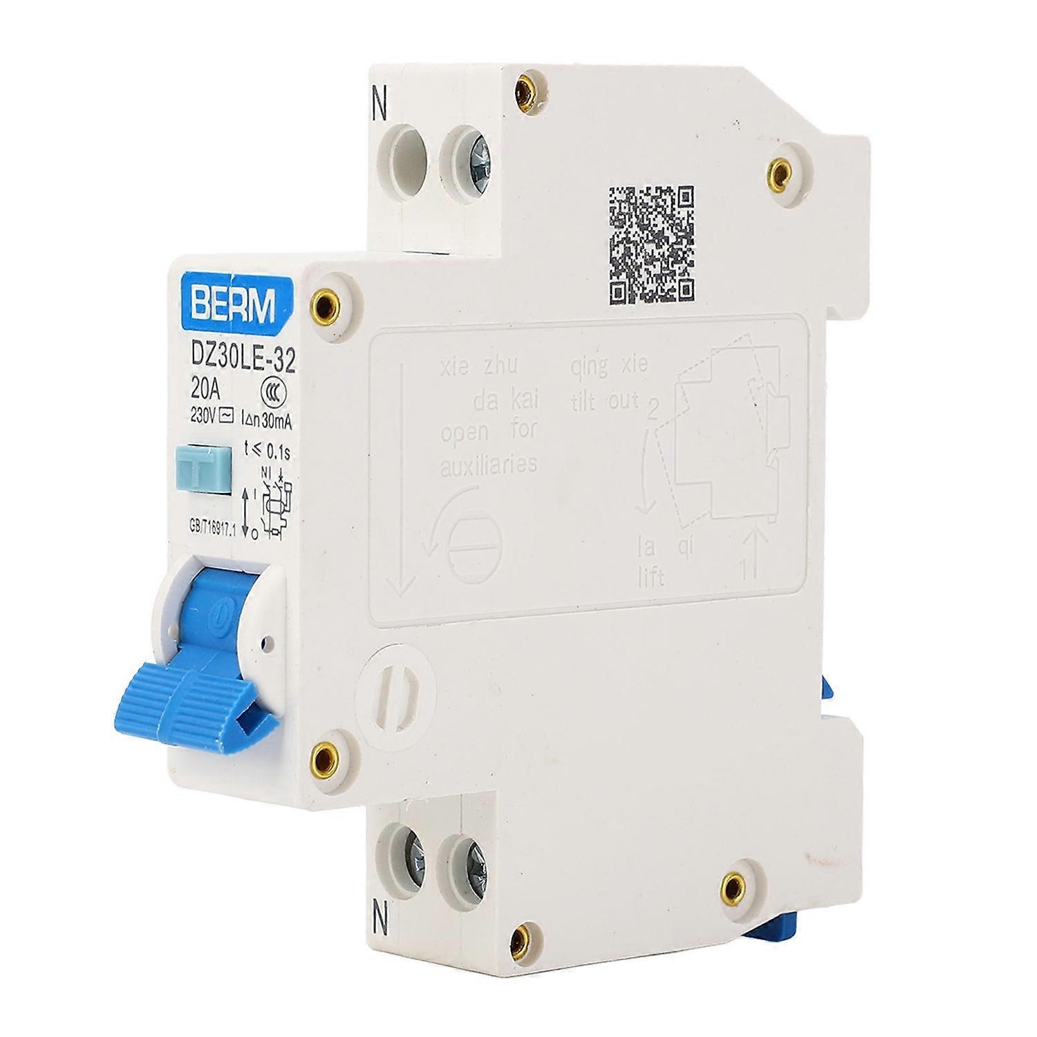 Fehlerstromschutzschalter Pc Dpn, Verzögerungsfrei, Schienenmontage, Elektrischer Überlastschutz 230 V 20 A 1