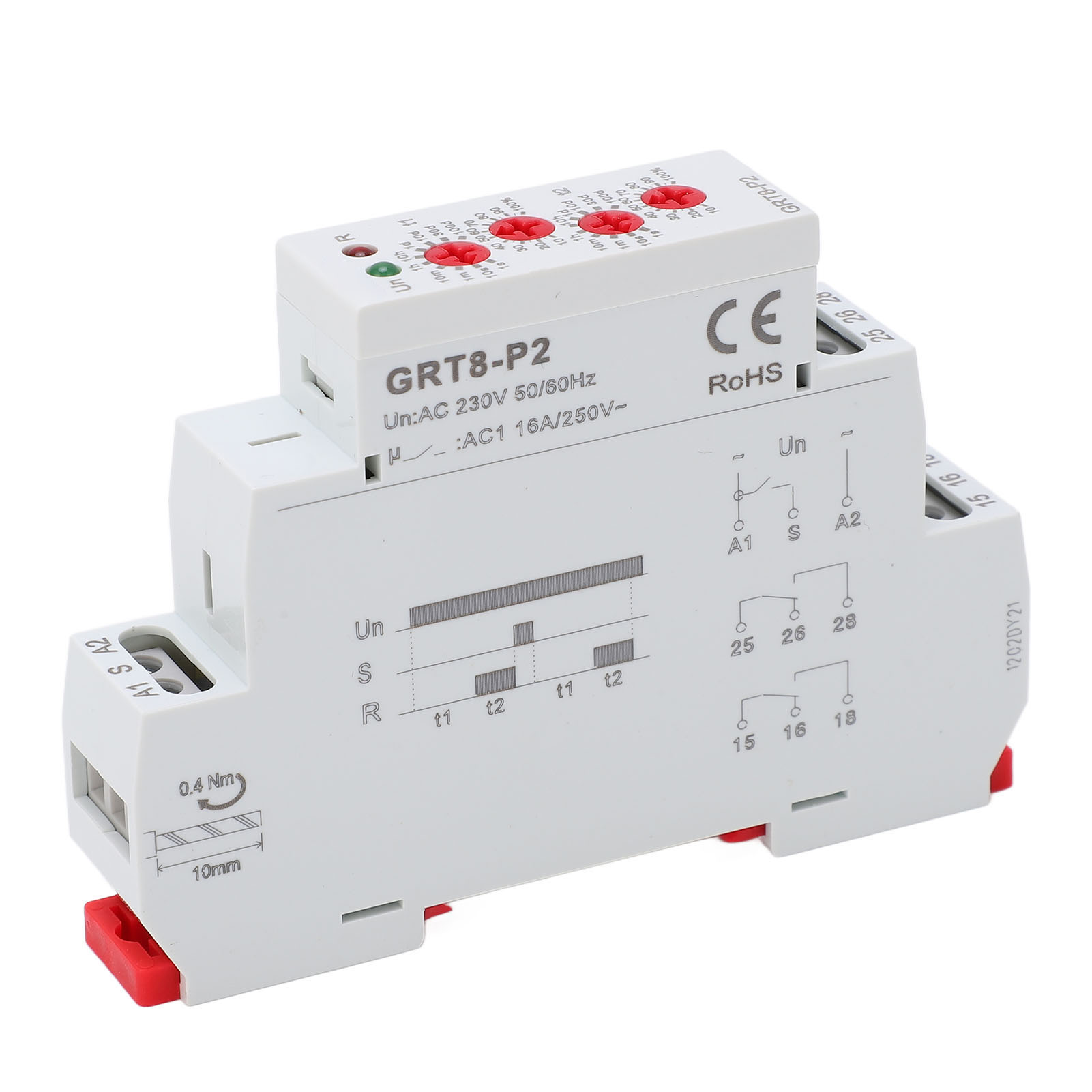 Industrielles Elektronisches Impulszeitrelais Für Schienenmontage, 230 V, Mit Anzeige