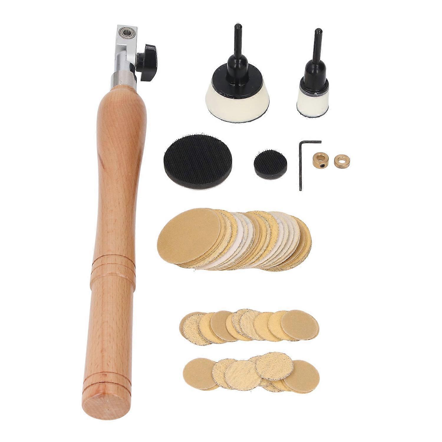 Hand-schalenschleifer-set Mit Holzgriff, Inklusive 1-zoll- Und 2-zoll-schleifpads Sowie 50 Schleifscheiben