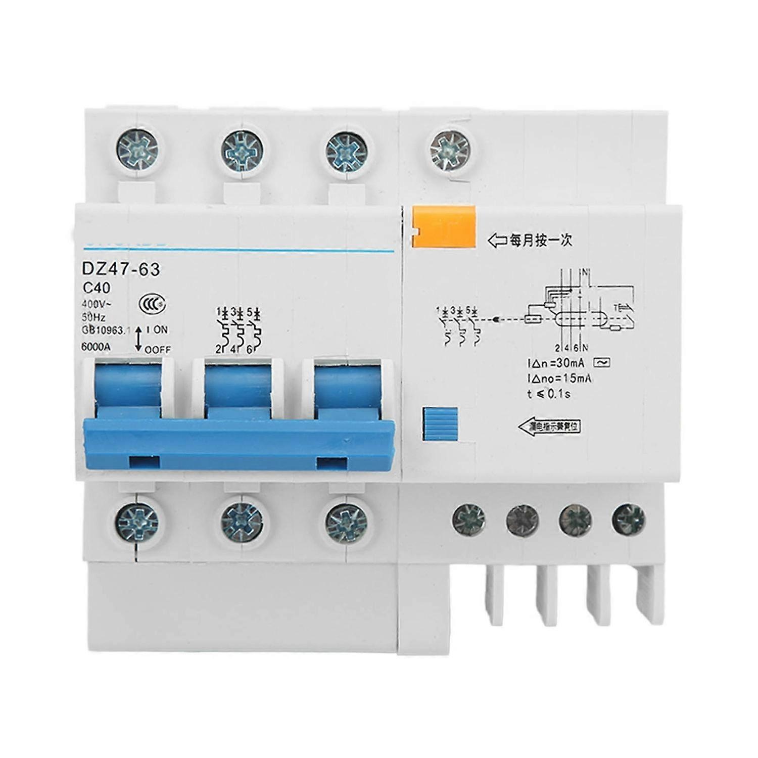 Leitungsschutzschalter 3p/n, Stromtrennschalter, Din-schiene, 400 V, 40 A, Abschaltvermögen 6000 A