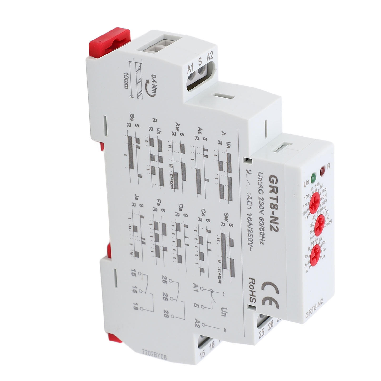 Multifunktions-zeitrelais, Flammhemmendes Gehäuse, Led-anzeigeleuchte, Elektronisches Wiederholungsrelais, 230 V Wechselstrom