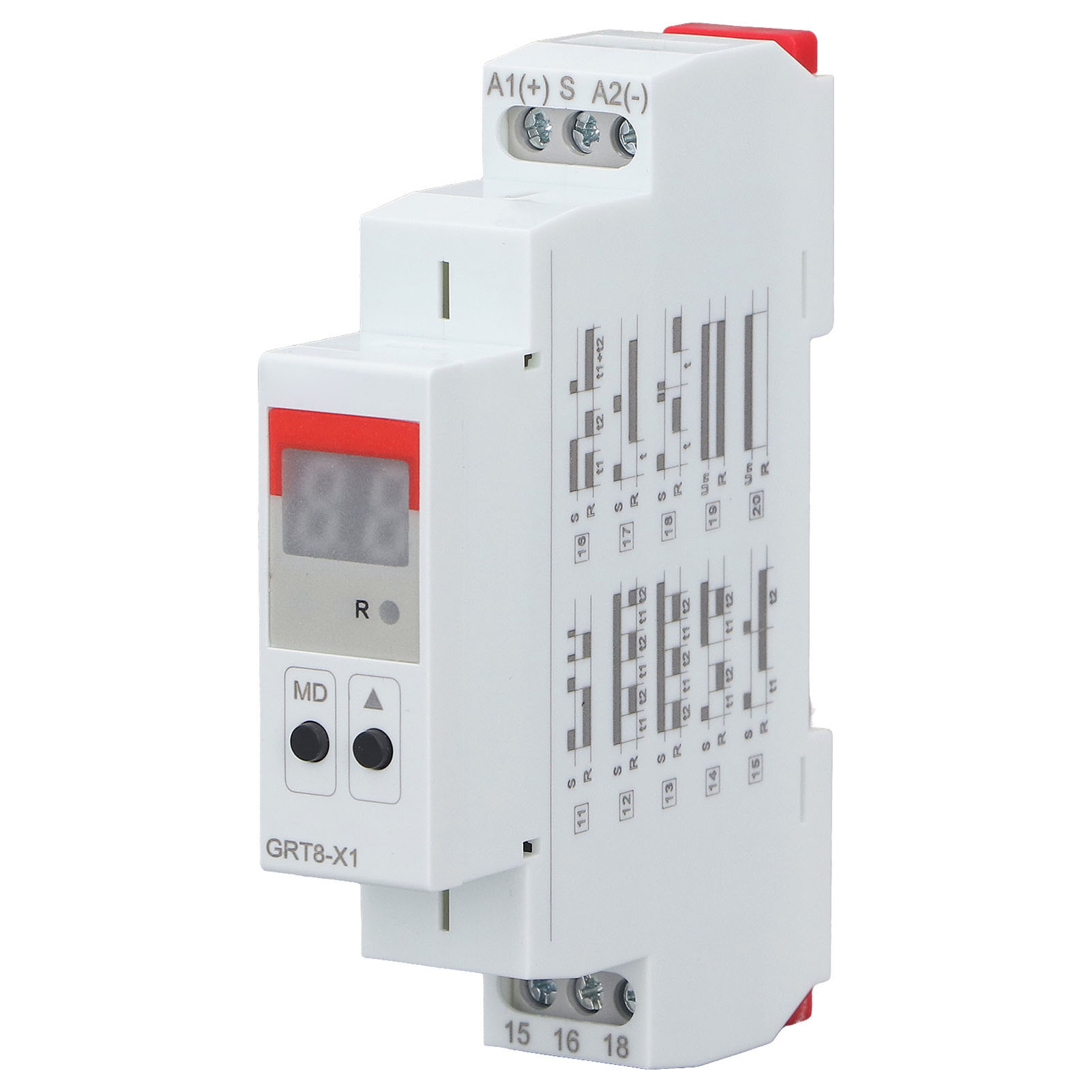 Zeitrelais Mit Digitaler Anzeige, Hoher Genauigkeit, Flammhemmendes Abs-gehäuse Mit Roter Kontrollleuchte, Ac/dc 12–240 V