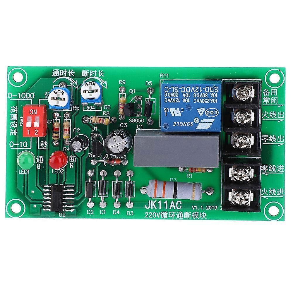 Endlos-zyklus-relaismodul Ein/aus-relais Ac 100-250v Einstellbares Verzögerungstimer-modul