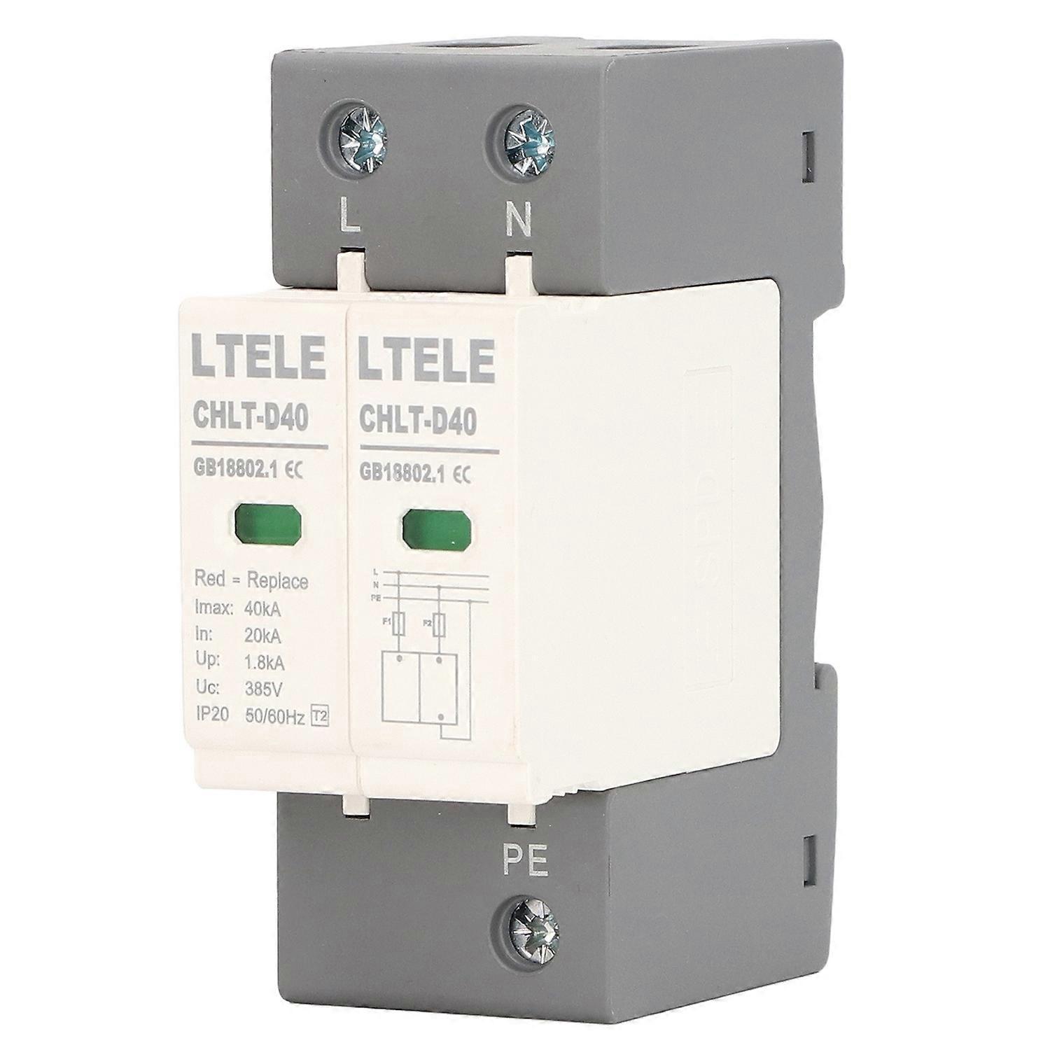 Überspannungsschutzgerät Für Wechselstrom, Modulares Design, Flammhemmend, Schnell Ansprechender Ableiter, 2-polig, 40 Ka, 385 Kv