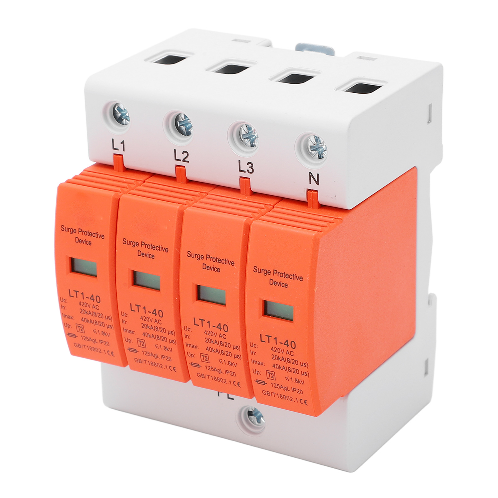 Überspannungsschutzgerät Mit Schneller Reaktionszeit, 36-mm-schienenmontage, 4-polig, 20–40 Ka, 420 V