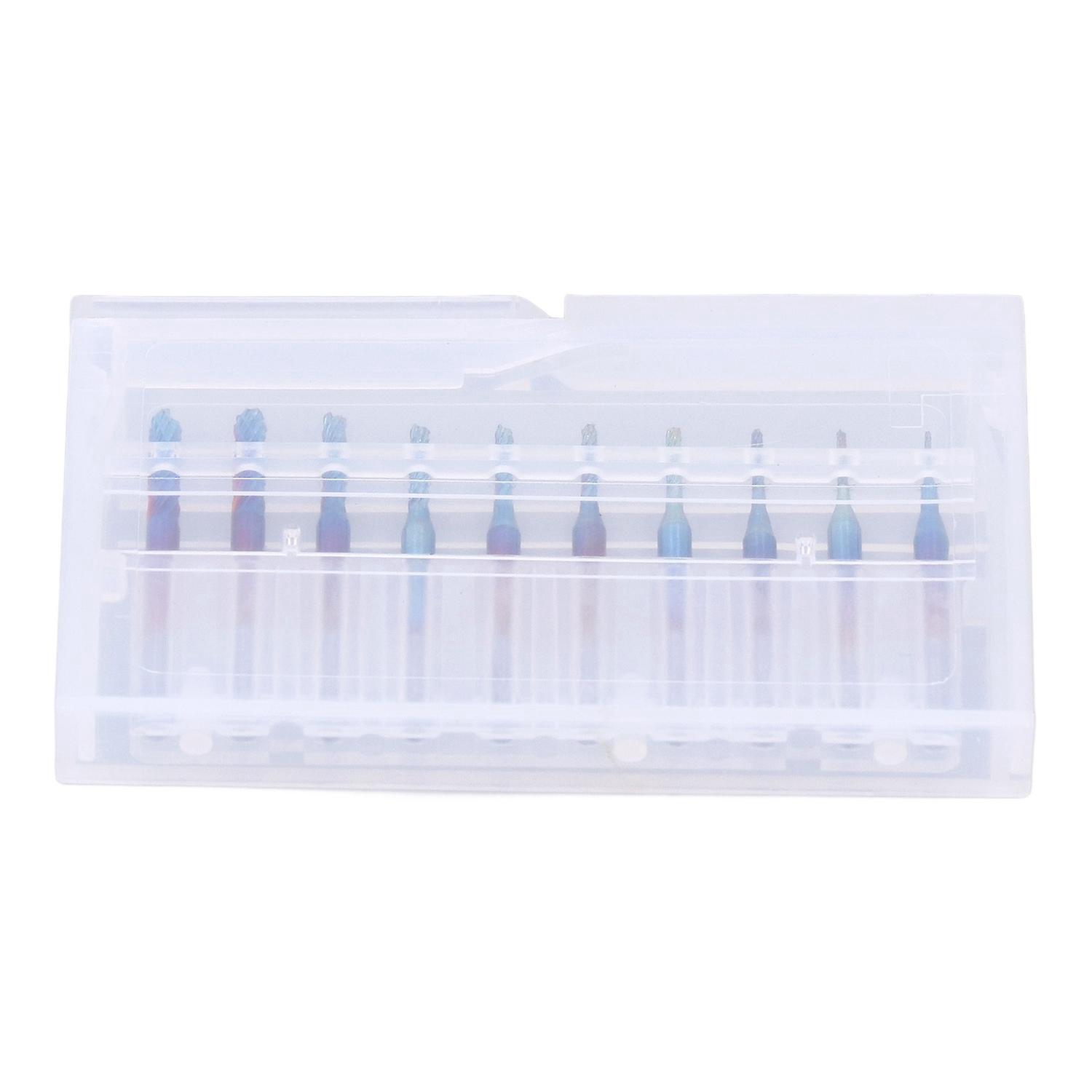 10 Stück Leiterplattenfräser, Cnc-schaftfräser, Rotationsfräser, 1/8"-schaft, Blau Beschichtet, 0,8–3,175 Mm