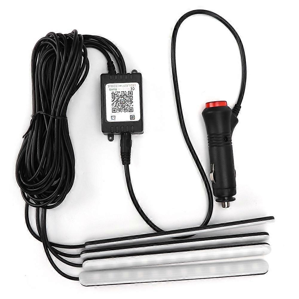 Ambientebeleuchtung Für Den Fahrzeuginnenraum, 4 Rgb-led-streifen, App-fernbedienung, Musiksteuerung, Dekorative Lampe Mit Zigarettenanzünder