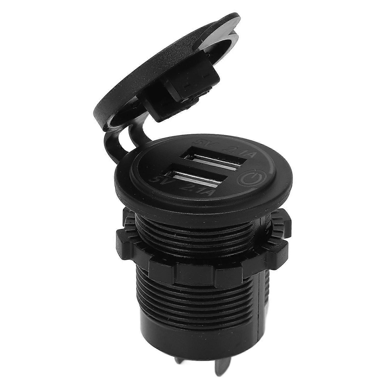 2,1-a-usb-kfz-ladegerät Mit Touch-schalter, Zwei Anschlüssen Und Schnellladefunktion Für Auto Und Motorrad