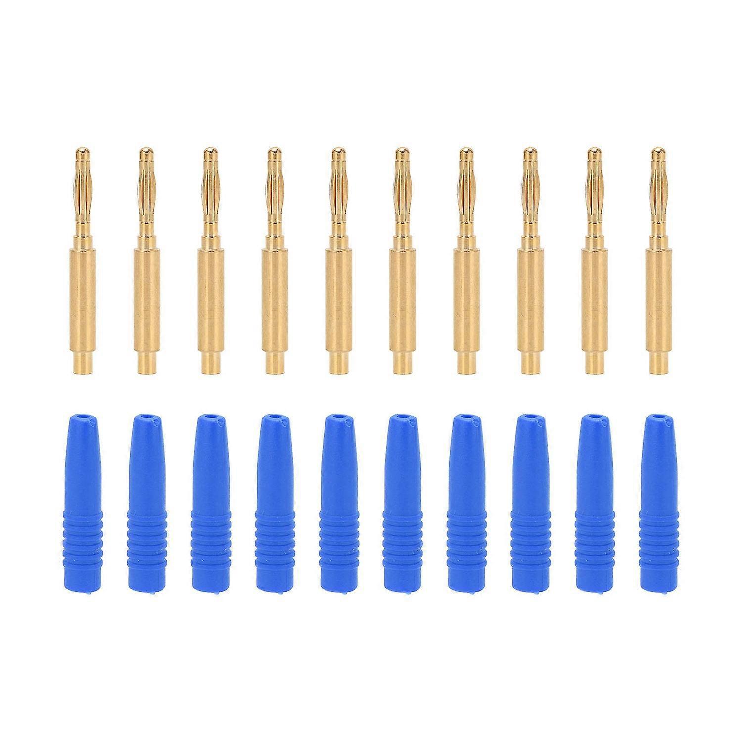 10 Stück Vergoldete Bananenstecker, 2 Mm Stecker, Isolierte Metallstecker Mit Gehäuse Für Prüfgeräte