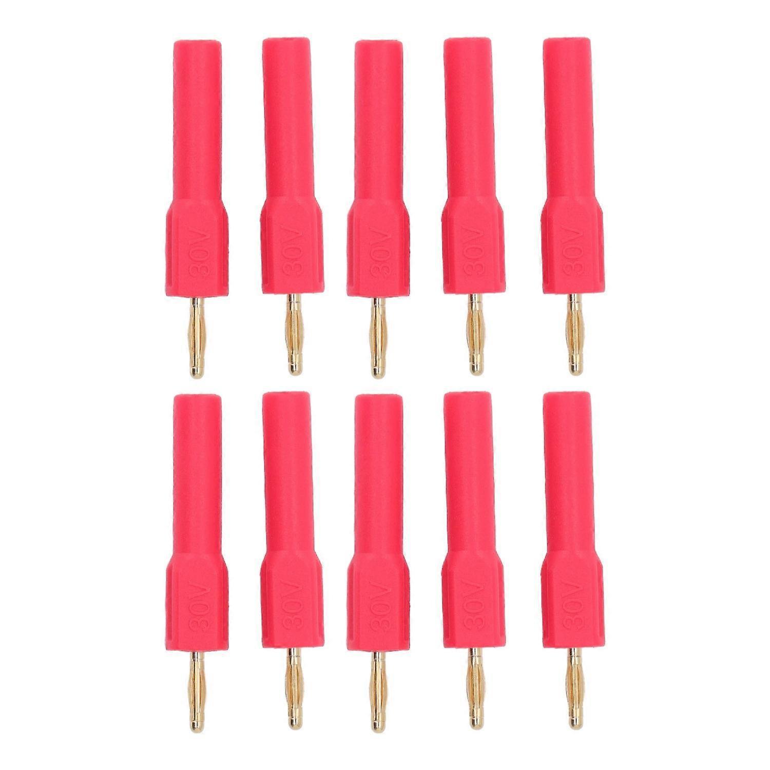10 Stück Bananenstecker-adapter, 2 Mm Stecker Auf 4 Mm Buchse, Vergoldetes Messing, 30 V, Rot