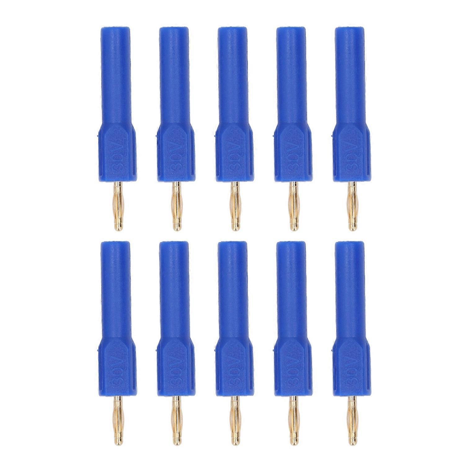 10 Stück Bananenstecker, 2 Mm Stecker Auf 4 Mm Buchse, Vergoldetes Messing, 30 V, Blau