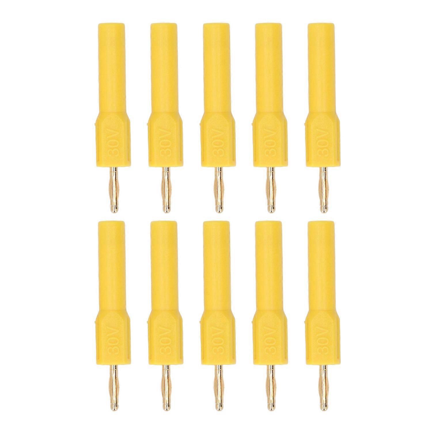 10 Stück Bananenstecker, 2 Mm Stecker Auf 4 Mm Buchse, Vergoldetes Messing, 30 V, Gelb