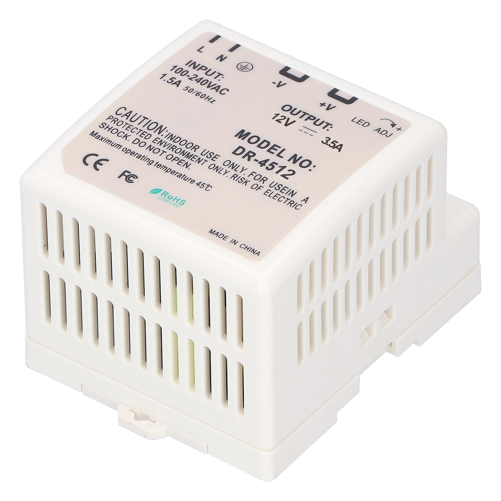 Din-schienen-netzteil Mit Led-schaltung, Einstellbar Und Geregelt Für Schaltschränke Dr‑45‑12