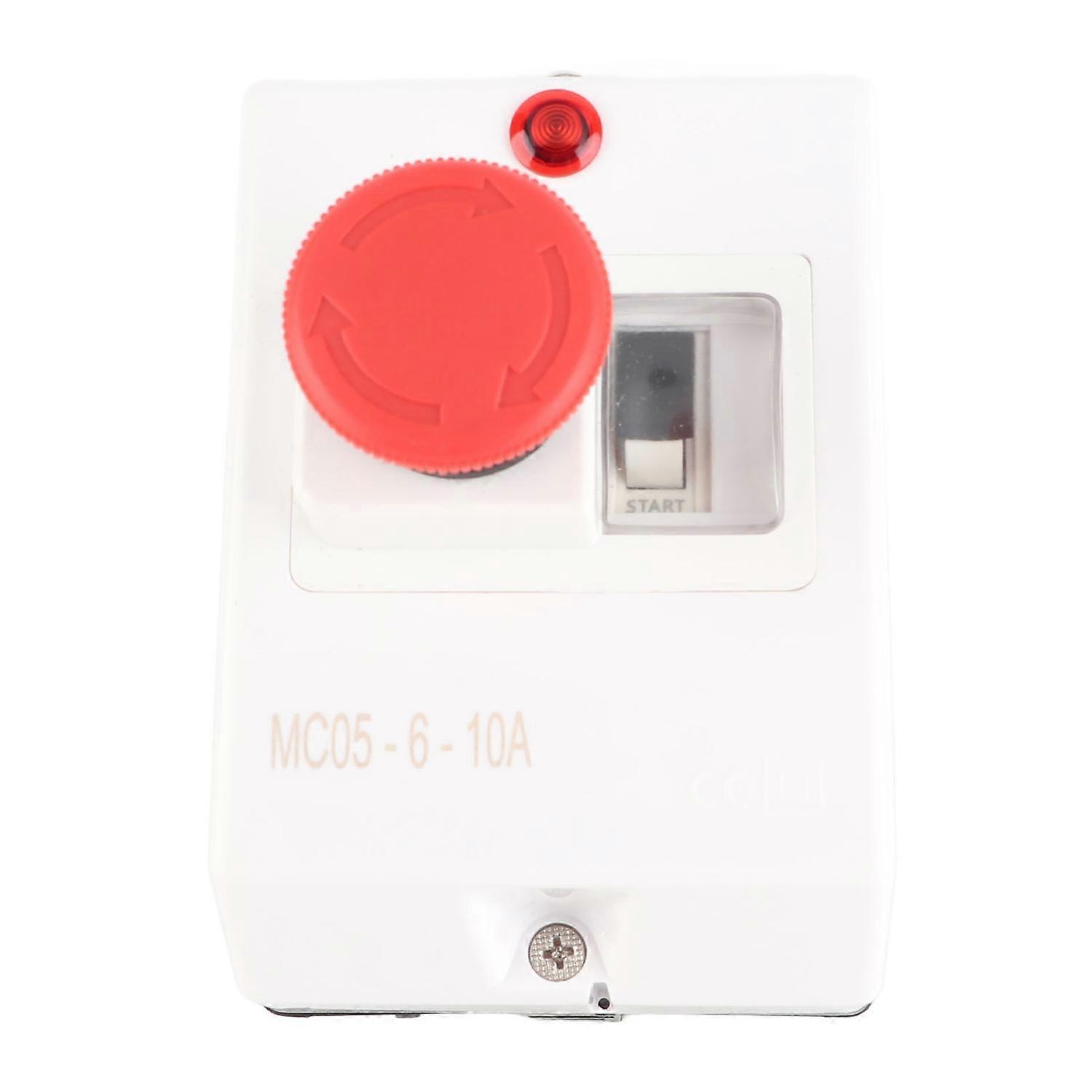 Motorschutzschalter Mit Not-aus-knopf Und Signalleuchte, Ip55 Wasserdicht, 6–10 A, 230 V/2 V