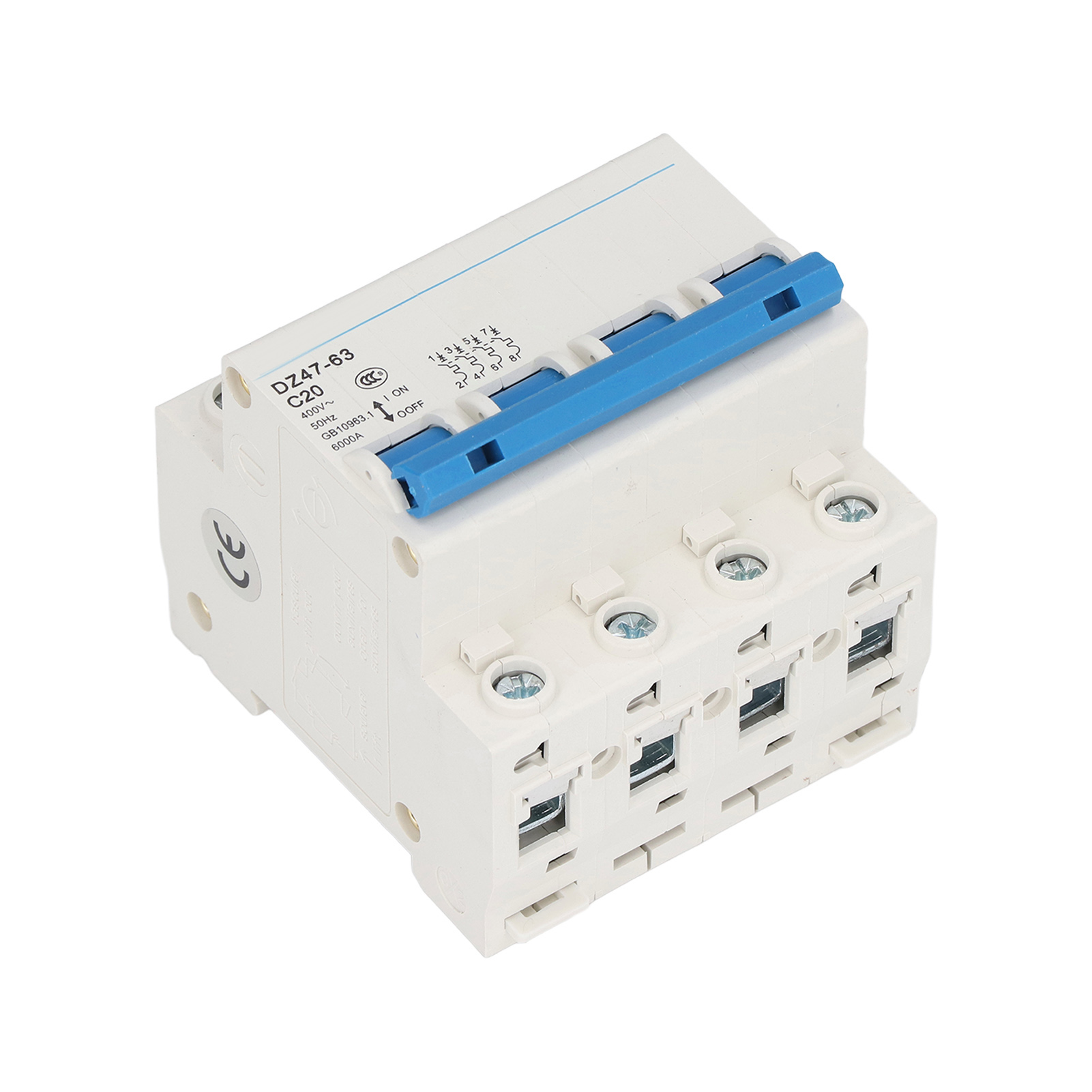 Mini-leistungsschalter 4p Mcb Din-schienenmontage 6000a Abschaltvermögen 400v 20a Für Den Heimgebrauch