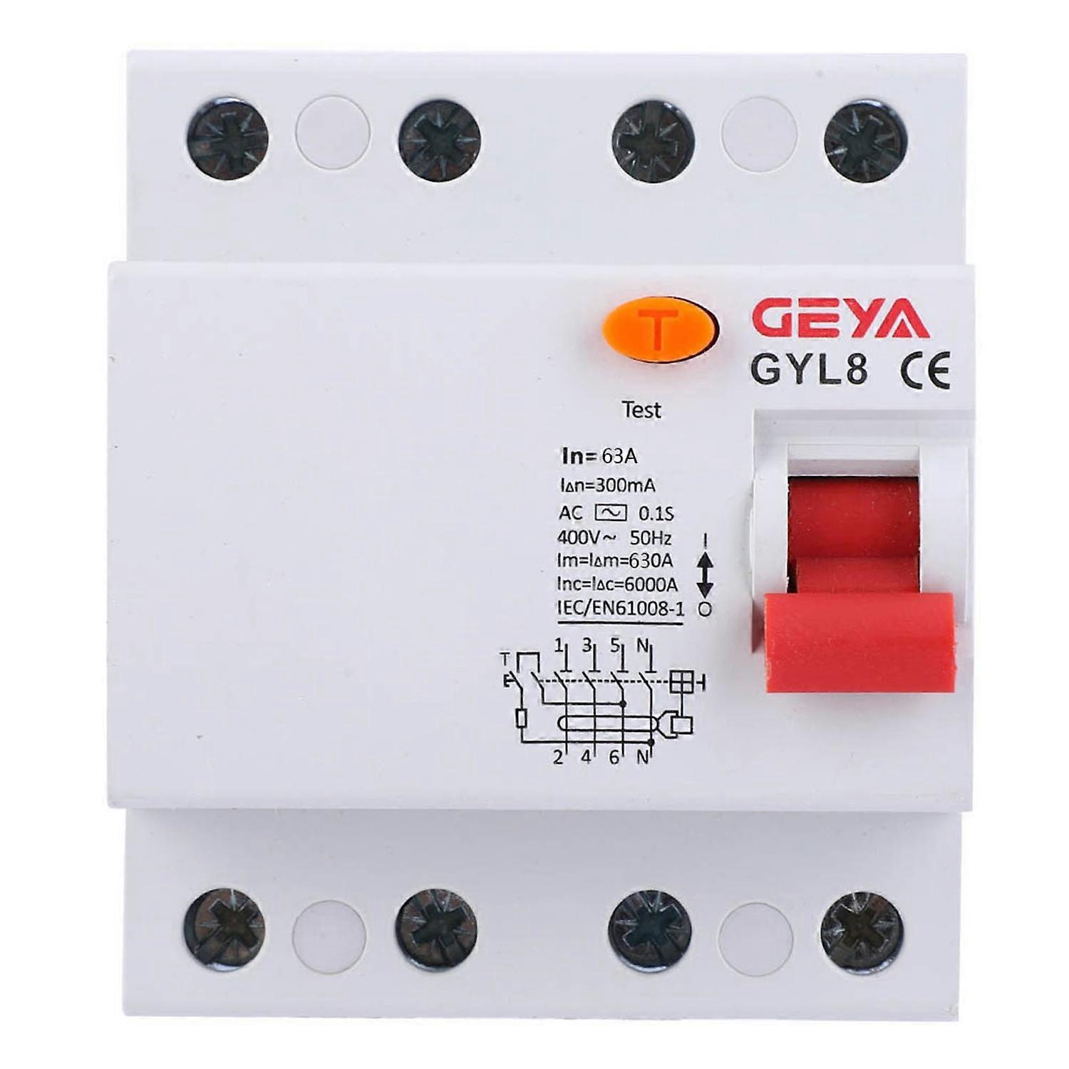 Gyl8 Leitungsschutzschalter 4p 400vac 50/60hz Ip20 Fehlerstromschutzschalter 4p-63a