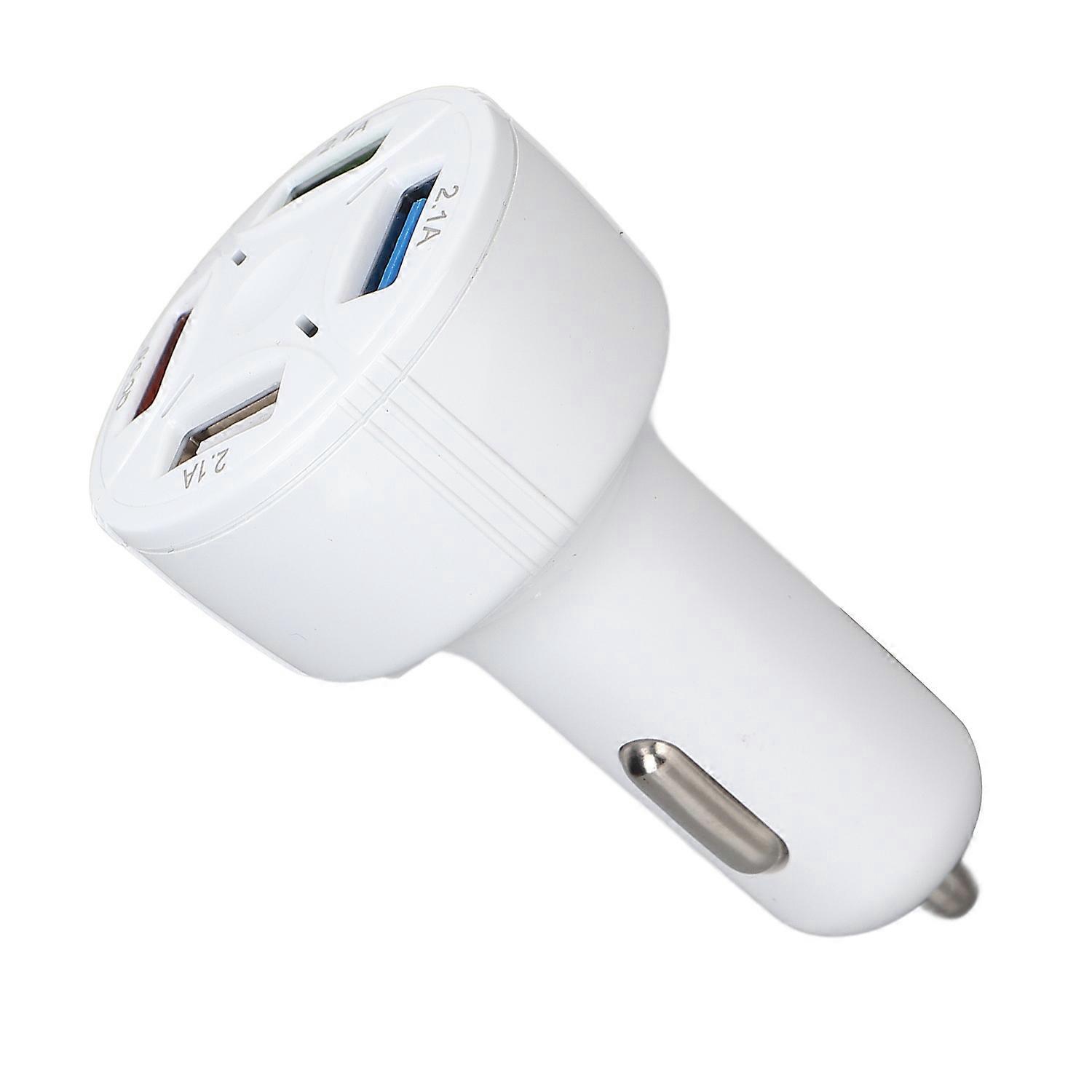 Kfz-ladegerät Mit 1 Usb-anschluss Und 4 Ausgängen, Qc3.0, Feuerhemmend, Mehrfachschutz, Plug & Play, Universell, 12–32 V, Weiß