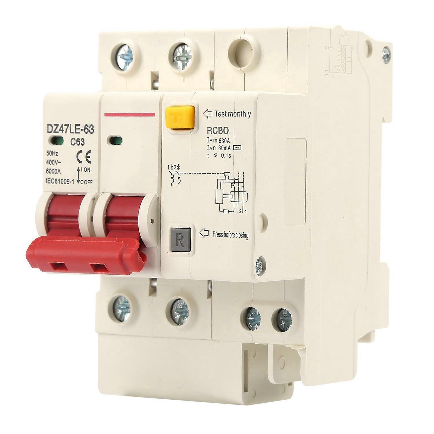 Dz47le-63 2p Professioneller Miniatur-leistungsschalter Mit Leckstromschutz