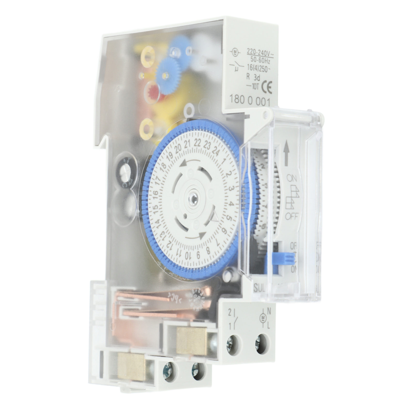 Transparenter Mechanischer 24-stunden-zeitschalter Mit Batterie Für Elektrische Systeme (220–240 V Wechselstrom).
